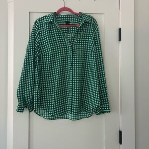 LOFT Green Plaid Button Down Shirt